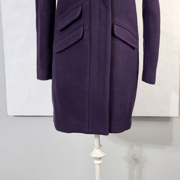 J‎ Crew Cocoon Coat Italian Stadium Cloth Nello Gori Wool Purple Size 0 - Picture 4 of 12